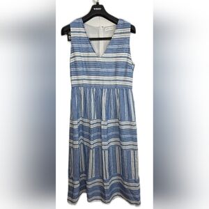 Megan Park Blue And White Striped Cotton Dress. Sleeveless Size 2